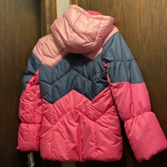 NWT London Fog Chevron color block Puffer Jacket w scarf 10-12 - Picture 5 of 5